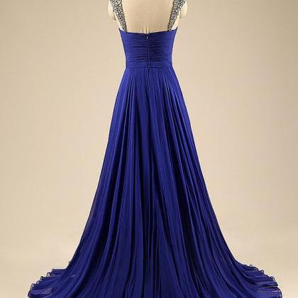 Long Royal Blue Bridesmaid Dress,floor Length Blue..