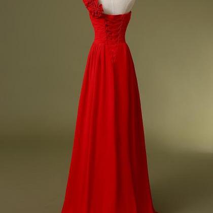 Elegant Floral One Shoulder Red Prom Dresses,sexy..