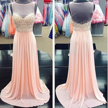 Elegant Long Pink Prom Dresses Sexy Backless..