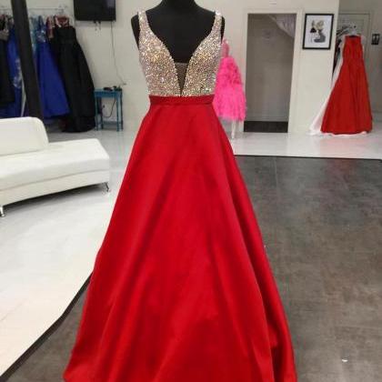 Red Prom Dresses,marvelous Satin Red Backless A..
