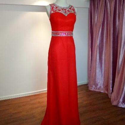 Red Floor Length Chiffon Formal Dresses Featuring..