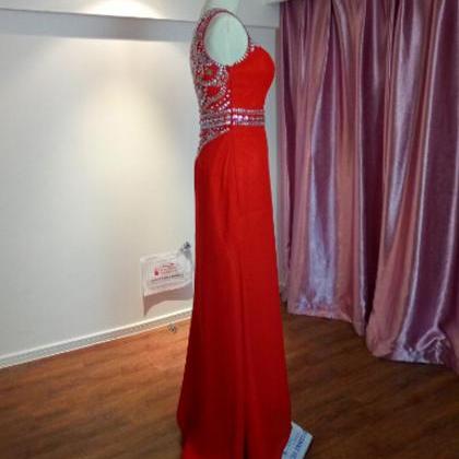 Red Floor Length Chiffon Formal Dresses Featuring..