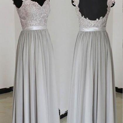 Selling A Line Silver Evening Dresses With Open..