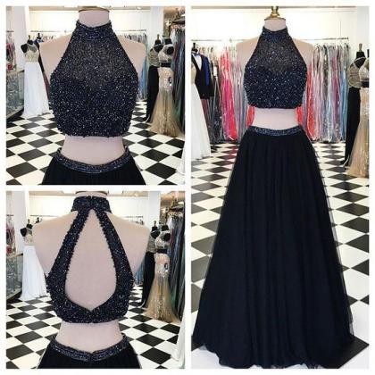 Sexy Black Tulle Formal Dresses Showcases Beaded..