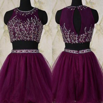 Short Grape Purple Two Piece Dress Featuring..