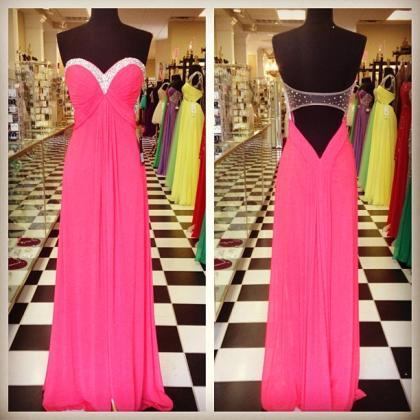 Elegant Long Pink Prom Dresses Sexy Backless..
