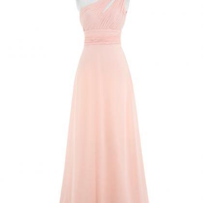 Pink Chiffon Floor Length A-line Prom Dress..