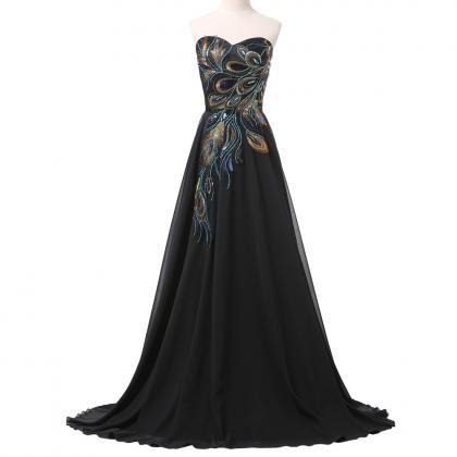Black Sweetheart Embroidered Prom Dresses ,..