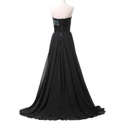 Black Sweetheart Embroidered Prom Dresses ,..