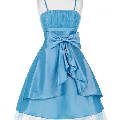 Spaghetti Straps Blue Homecoming Dresses With..