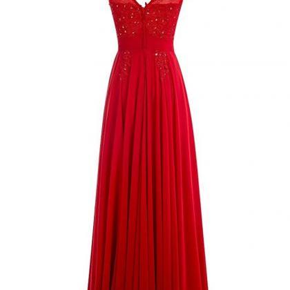 Sexy Red Bridesmaid Dress,floor Length A Line Red..