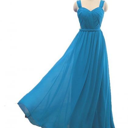 Sexy Blue Bridesmaid Dress,floor Length A Line..