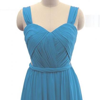 Sexy Blue Bridesmaid Dress,floor Length A Line..