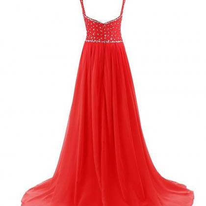 Red Long Chiffon Evening Dress Featuring..