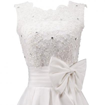 2017 Sexy Short White Scoop Satin Prom Dress ,..