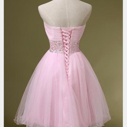 Pink Tulle Mini Prom Dresses Graduation Cocktail..