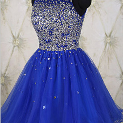 Prom Dress，blue Prom Dress,crystal Prom..