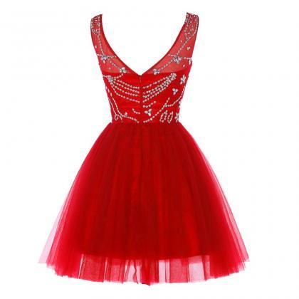 2017 Sexy Short Red Tulle Prom Dress , Graduation..