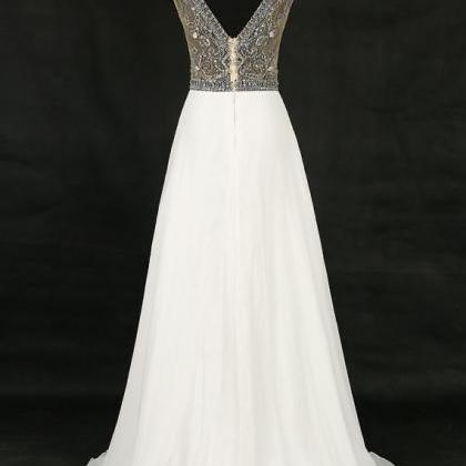 Marvelous White Prom Dresses Chiffon Beaded..