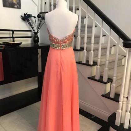 Sparkly Coral Prom Dresses Sweetheart Beaded..