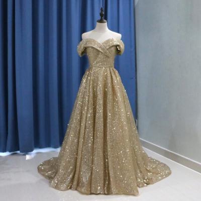 Off Shoulder Gold Prom Dresses Fuschia Evening Gowns 2018 Long Elegant Sequin Formal Party Dress