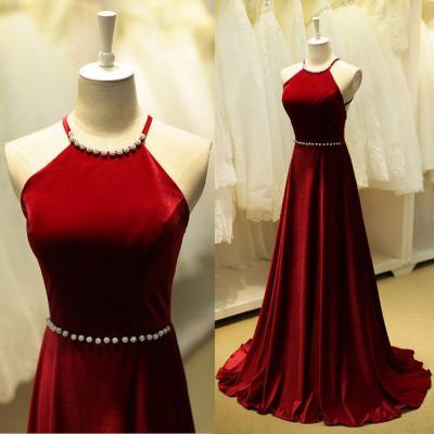 Elegant Long Burgundy Prom Dresses Sexy Backless Evening Dresses 2016 Real Photo Women Party Dresses Formal Gowns