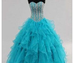 Evening Dresses, Party Dress,turquoise Prom Dresses,ball Gown Prom ...