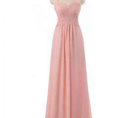 Elegant Light Pink Floral Applique Romantic Chiffon Evening Dress Prom Dresses DP6144