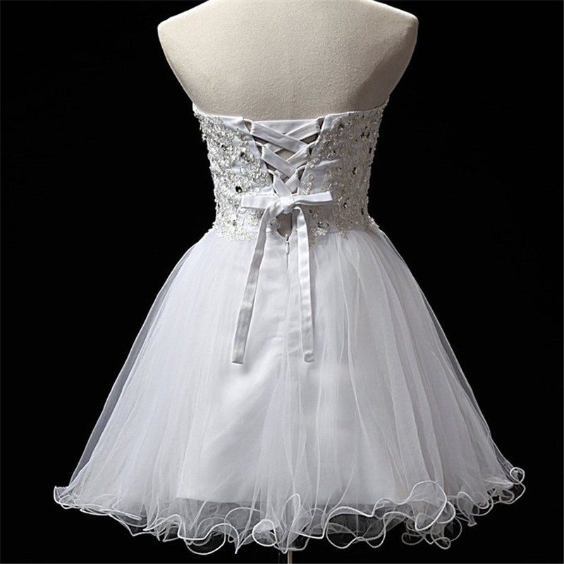 White Short Prom Dress, Short Prom Gowns, Organza Short Prom Dress ...