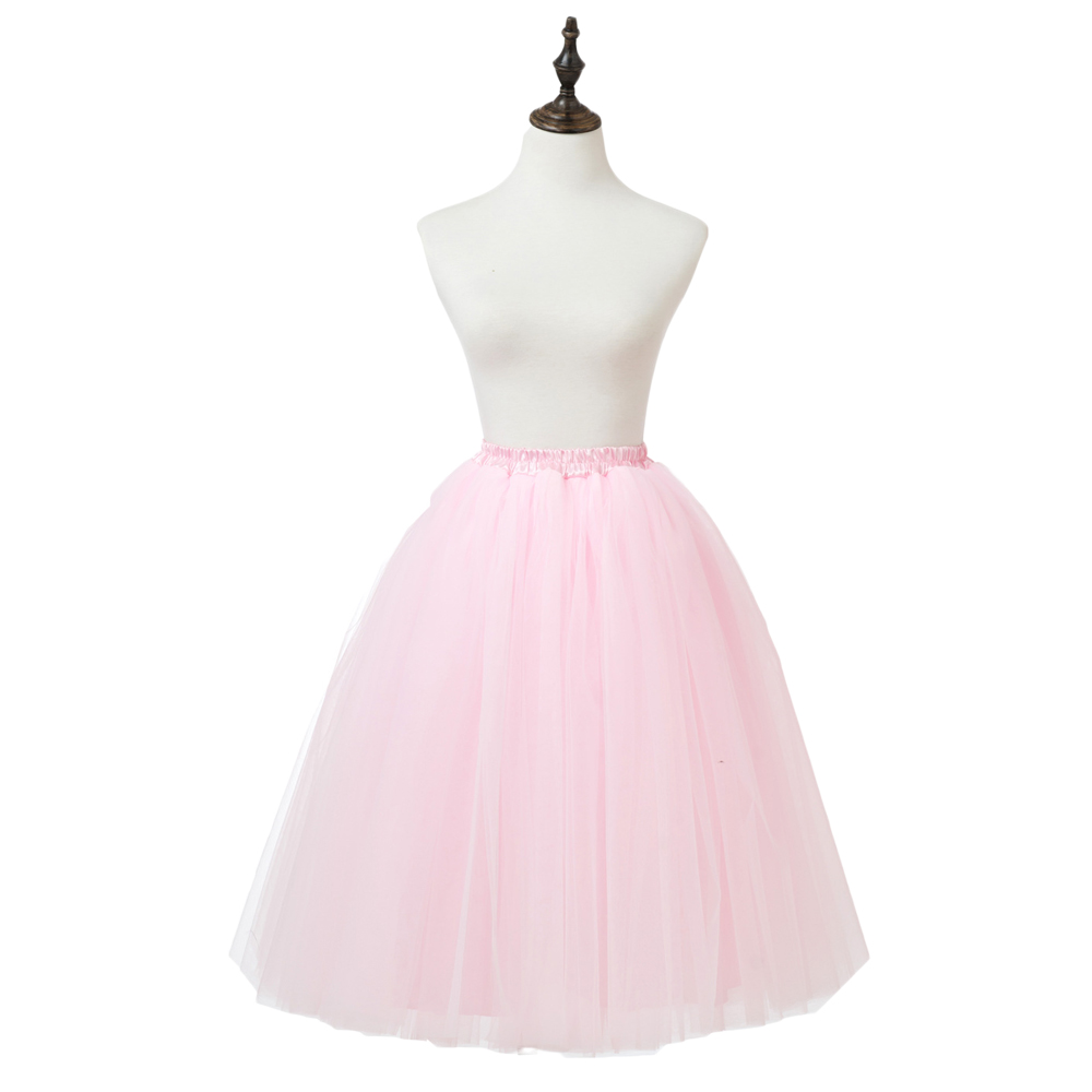 Fashion Midi Skirt 5 Layers Women Tutu Skirts A Line Underskirt Petticoat For Wedding Lolita Faldas Saias