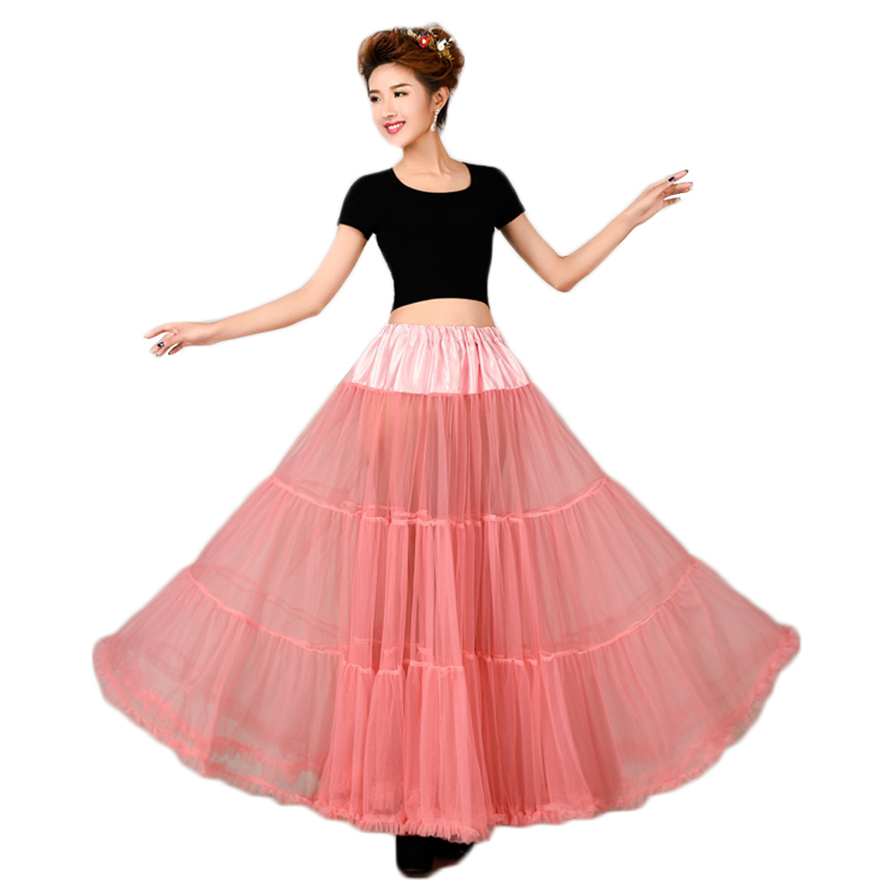 Coral Tulle Skirt Floor Length Tulle Female Tutu Skirts Womens Vintage Lolita Petticoat Underskirt Skirts