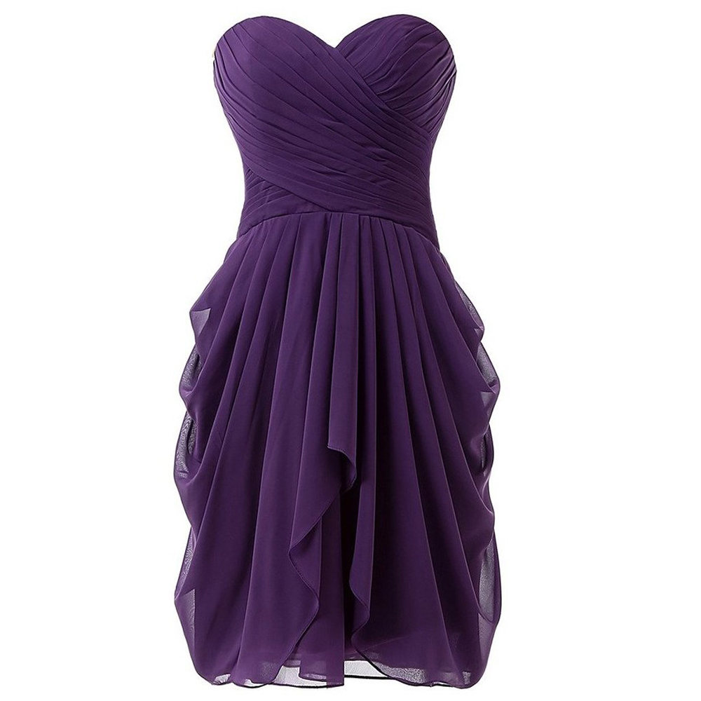 Short Grape Purple Homecoming Dress,short A Line Purple Chiffon Sweetheart Bridesmaid Dresses,sexy Short Prom Dresses Party Evening Gown