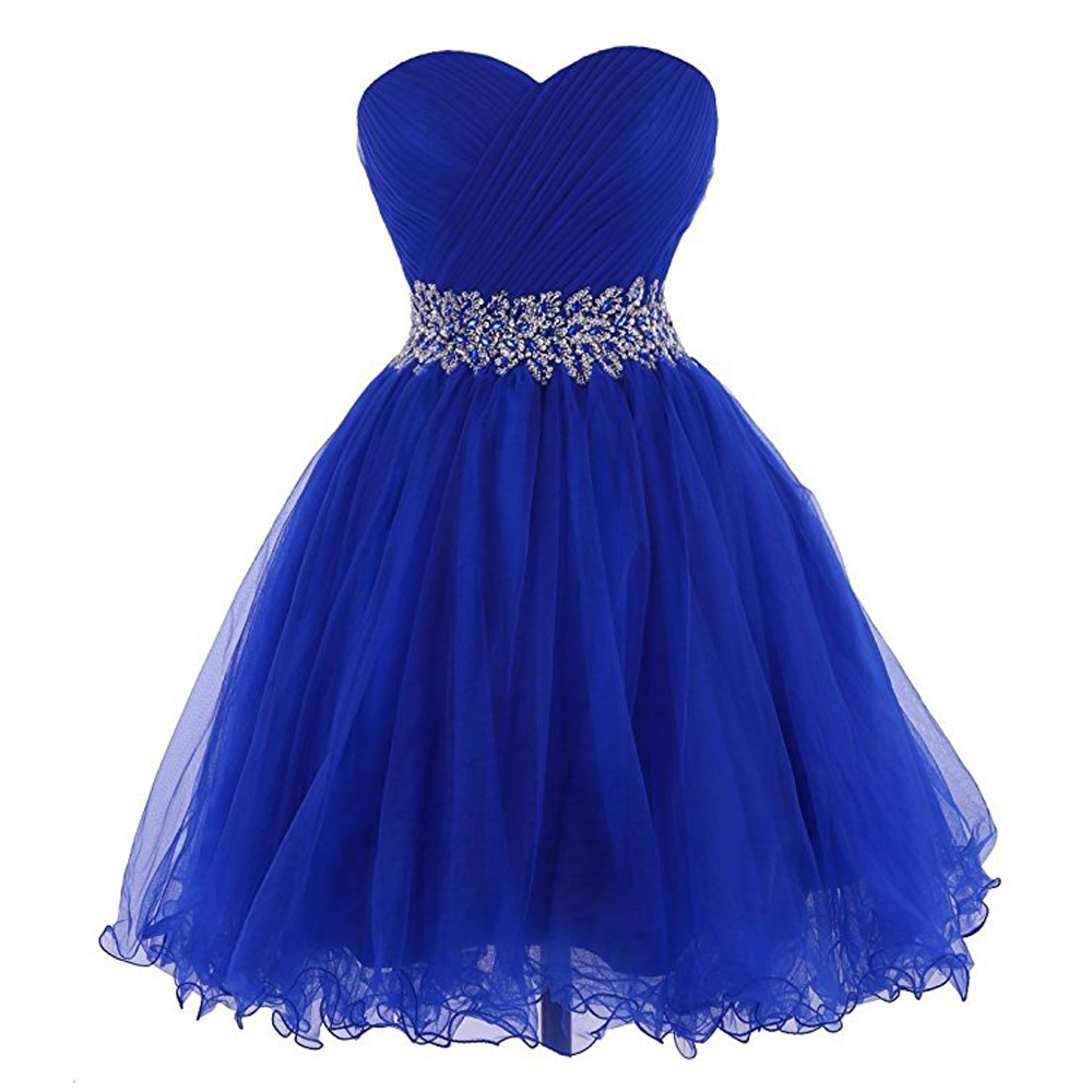 Fast Shipping Royal Blue Beaded Homecoming Dress With Sweetheart Neckline,Sexy A Line Cheap Short Prom Dresses, Mini Party Evening Formal Gowns