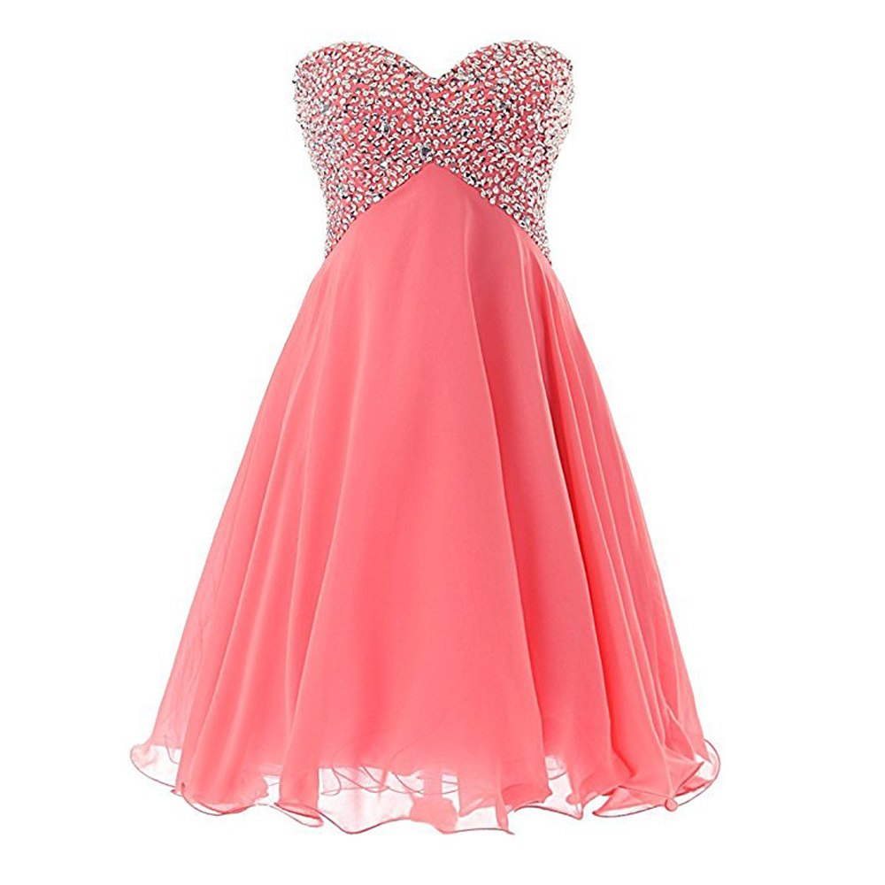 Charming Coral Chiffon Homecoming Dress With Sweetheart Neck,sexy A Line Lace-up Short Prom Dresses, Mini Party Evening Formal Gowns