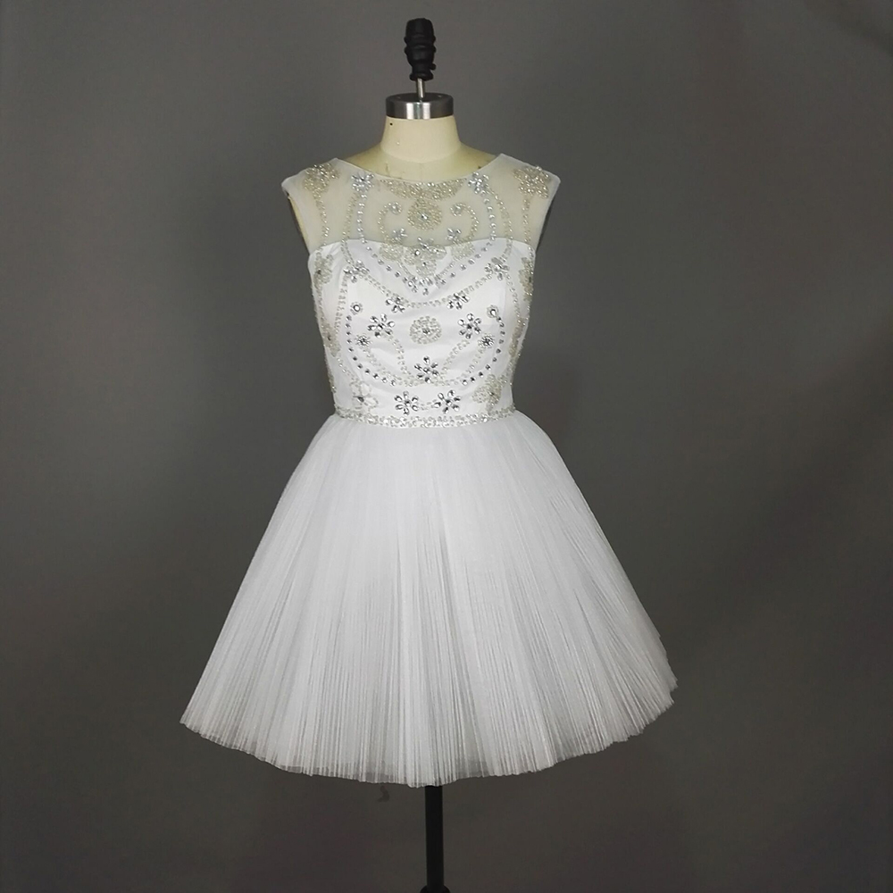 White Organza Rhinestone Homecoming Dress,sexy White Short Prom Dresses With Ruched Skirt