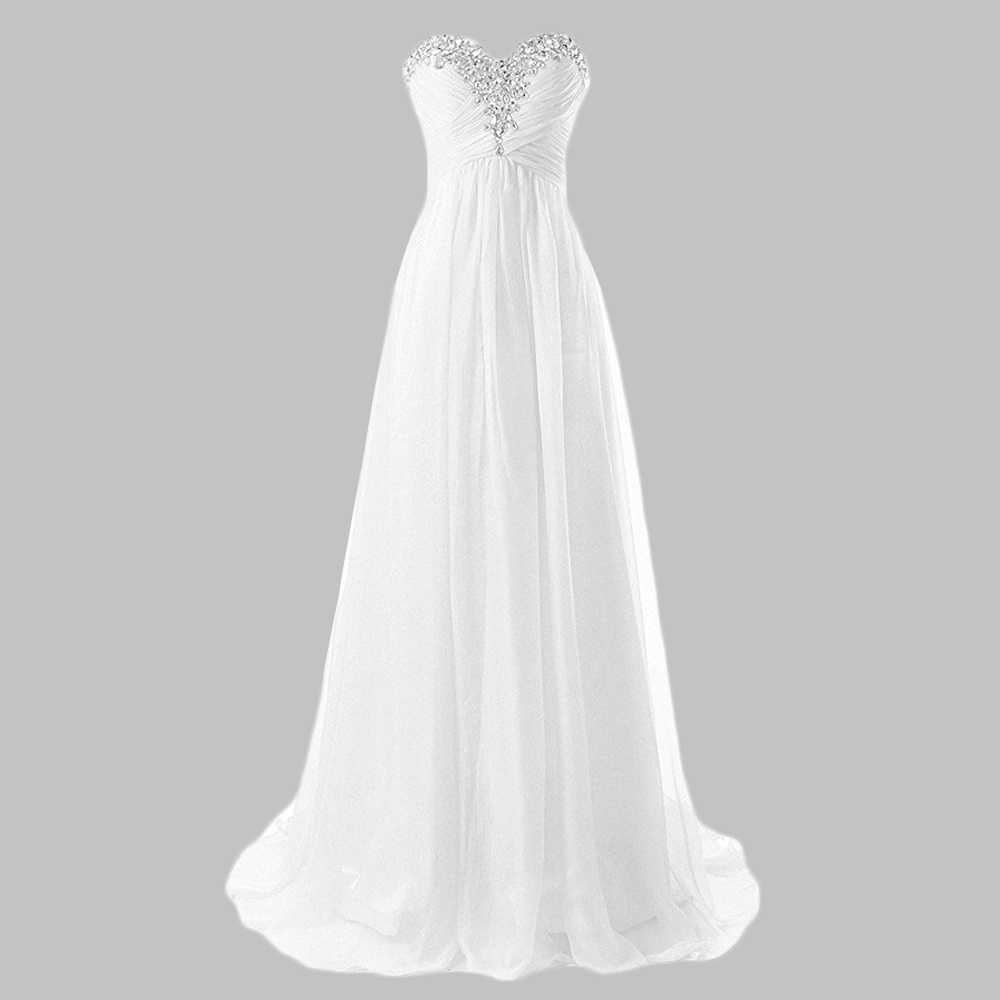 Strapless Sweetheart Ruched Chiffon A-line Wedding Dress With Rhinestones Embellishment And Lace-up Back