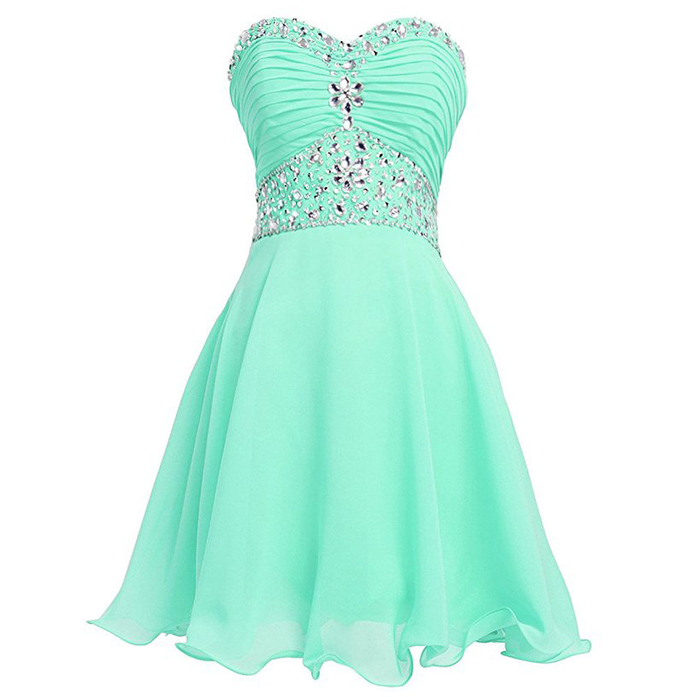 Mini Sweetheart Mint Green Chiffon Evening Dress , Graduation Dresses 2017,party Dresses,evening Dresses, Short Prom Dress 2017