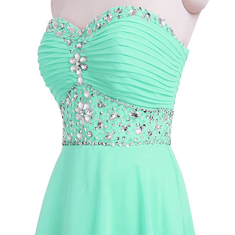 Side Cutout Floral Mint Green Evening Dress