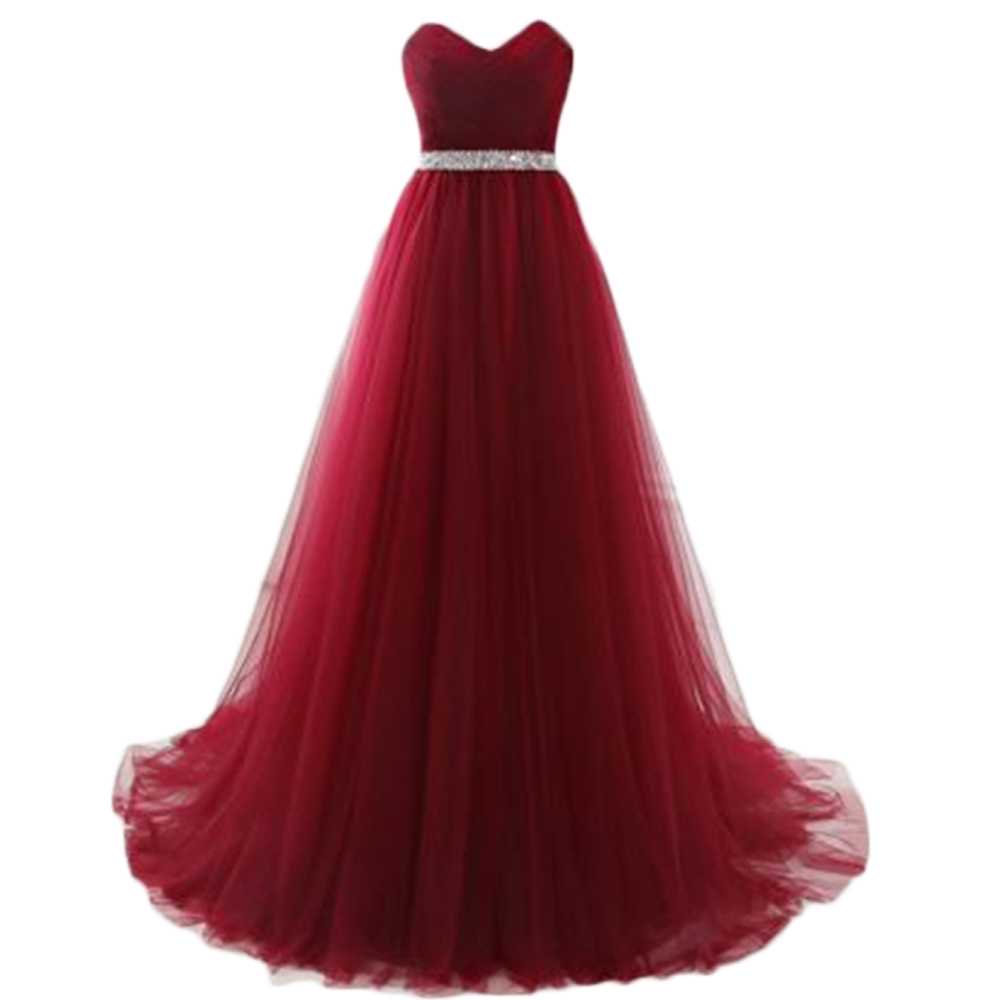 Stunning Long Burgundy Tulle Prom Dresses Featuring V Neck -- Sexy Beaded Formal Dress, Party Dresses