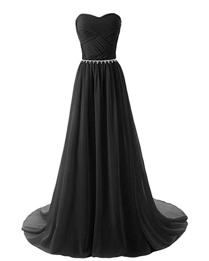 Ruched Sweetheart Floor Length A-line Formal Dress Featuring Beaded Belt, Lace-up Back And Sweep Train, Prom Dress, Bridesmaid Dress
