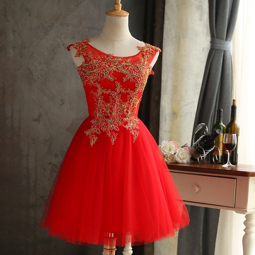 Short Red Bridesmaid Dress,short A Line Lace Applique Champagne Bridesmaid Dresses,elegant Short Prom Dresses Party Evening Gown