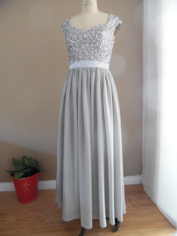 Long Grey Bridesmaid Dress,floor Length Green Bridesmaid Dresses,elegant Long Beaded Prom Dresses Party Evening Gown