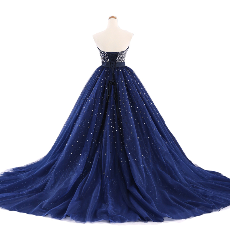 deep blue ball gown