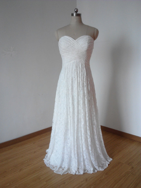 Lace Sweetheart Floor Length A-line Wedding Dress Featuring Lace-up Back