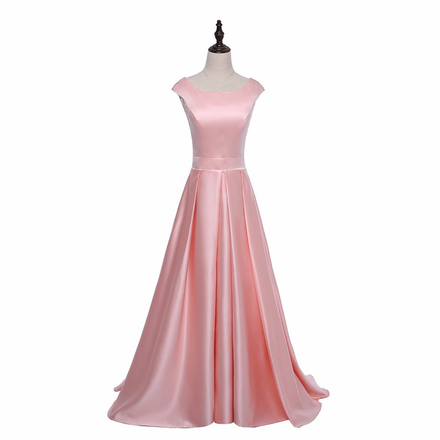 2018 Pink Satin Prom Dresses Featuring Scoop Neckline -- Sexy Formal Dress, Party Dresses