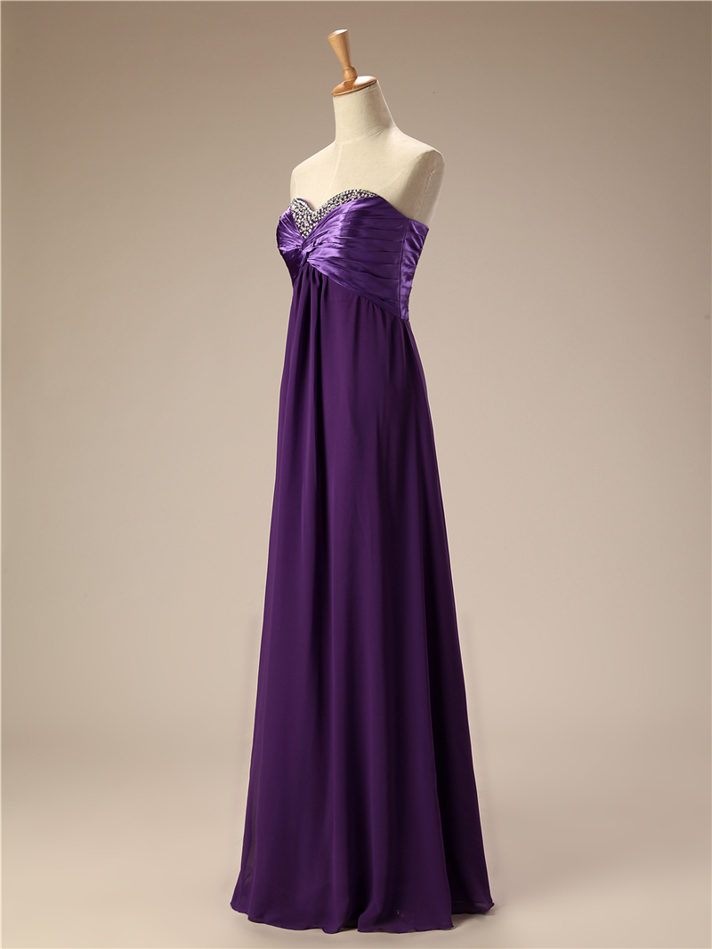 Superior Chiffon Sleeveless A-line Floor-length Purple Bridesmaid Dresses