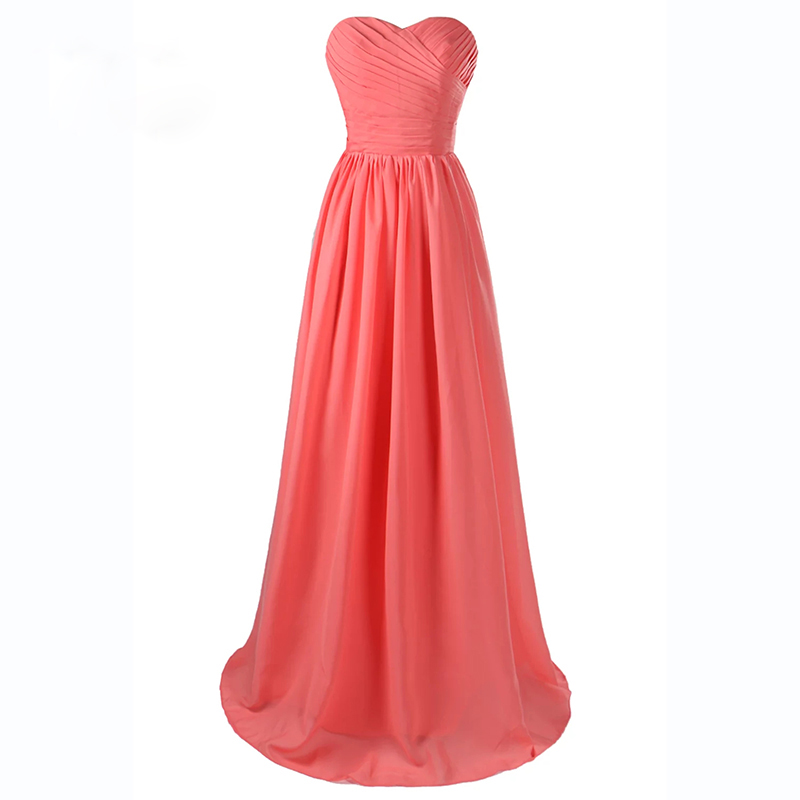 Coral Long Chiffon Sweetheart Formal Party Dress ,long Elegant Prom Dresses