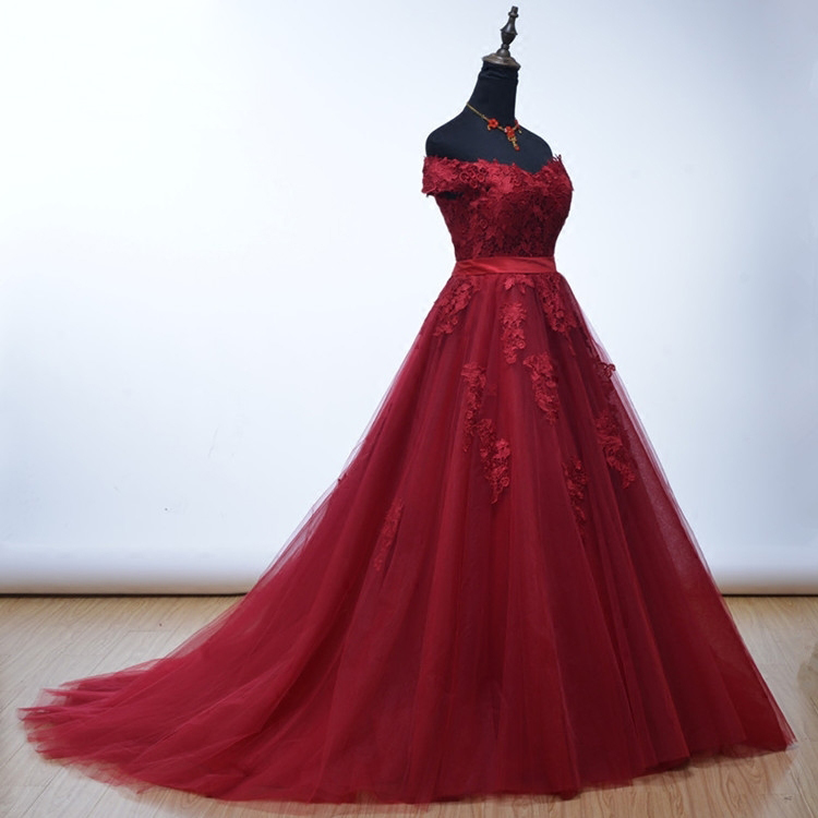 Elegant Burgundy off Shoulder Sheath Long Formal Party Dress Evening Gown, DP5187 main image 1