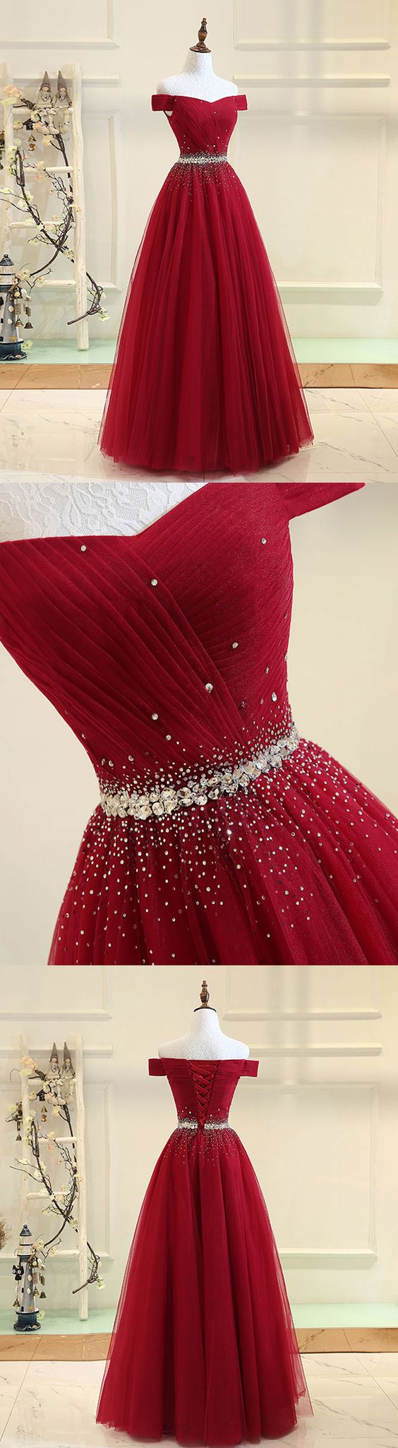 Red Long Prom Dresses,off The Shoulder Prom Gowns,red Evening Dresses, A-line Evening Gowns, Cocktail Dresses Custom