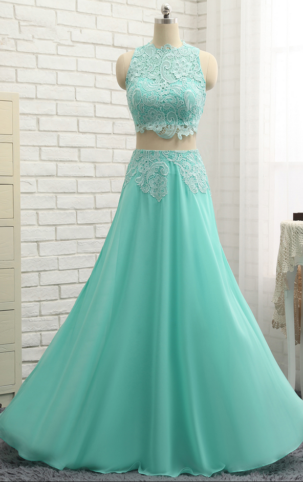 Prom Dress,two Piece Prom Dress,a-line Prom Dresses,long Elegant Prom Dress,chiffon Prom Dresses,2018 Prom Dresses,prom Dresses,sexy Evening